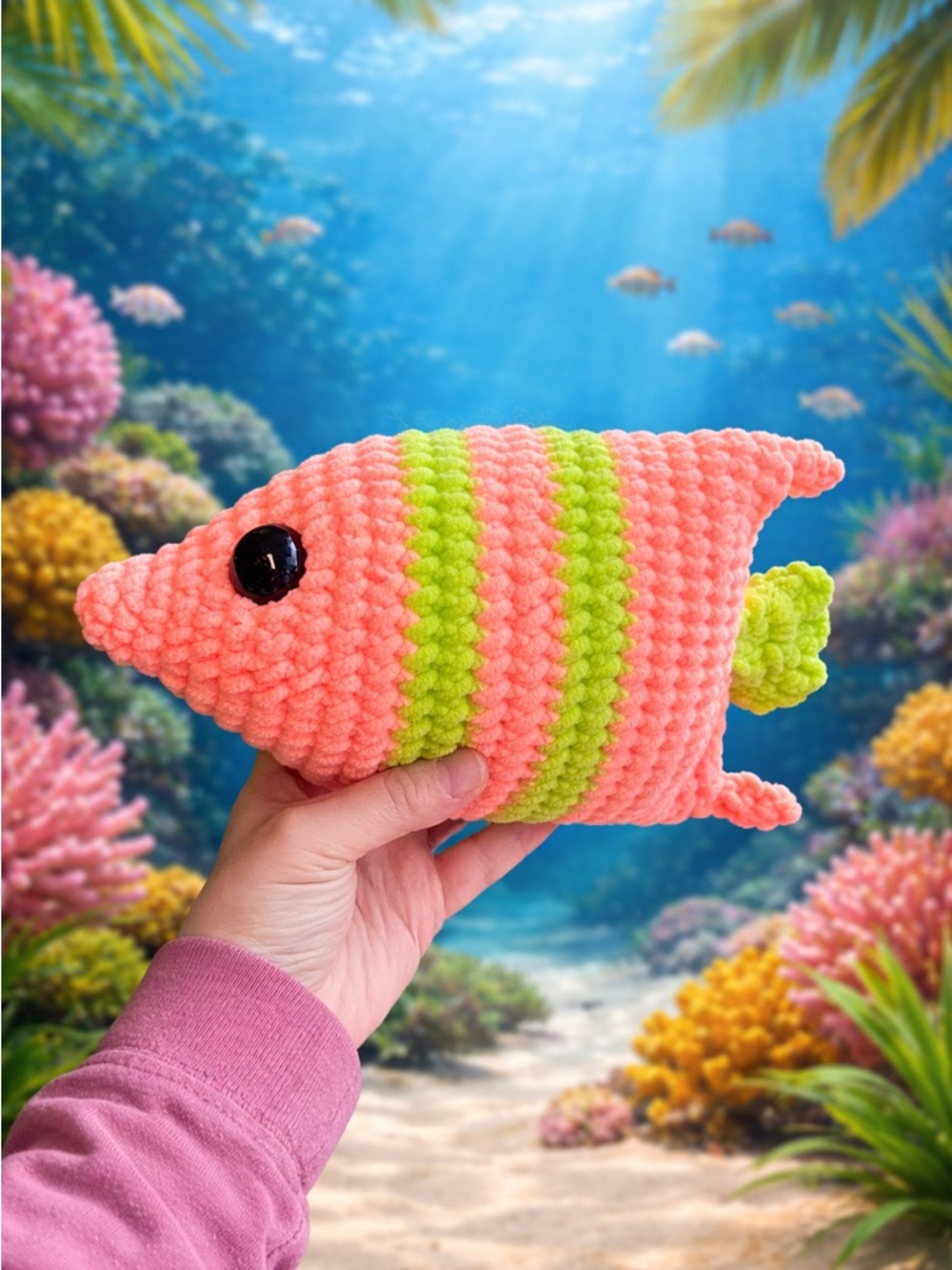 Handmade Crochet Angelfish Plush 8”